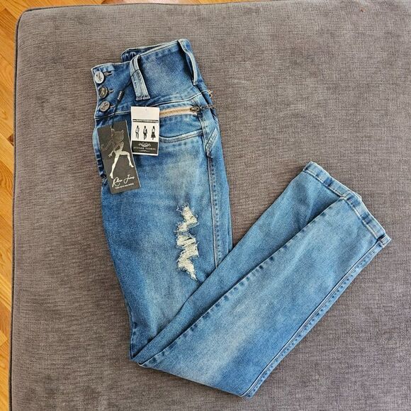 Colombian Brazilian butt insert pad jeans  stretch Denim high waist pant Size 12 - Picture 5 of 15